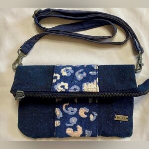 ROXY Crossbody BOHO Cross Body Bag Vintage Canvas Navy Blue Purse
